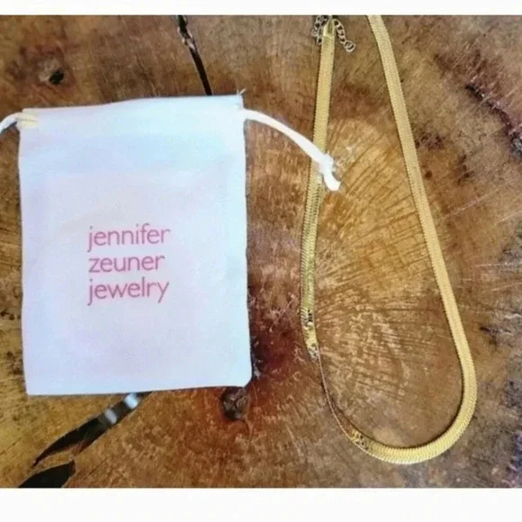 Jennifer Zeuner Gold Herringbone Necklace 16” | Dainty | NWT - Picture 14 of 15
